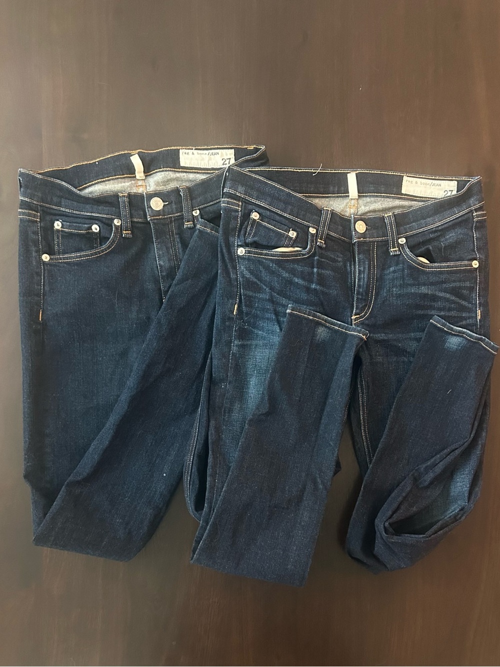 Lot of 2 Rag & Bone Navy Blue Skinny Denim Jeans Made in‎ USA Mens Size 27”